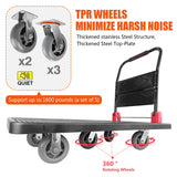 Foldable Push Cart Dolly w/Five 360 Swivel 6'' Wheels, 1600LBS Capacity Heavy Duty Moving Platform Trucks Hand Cart