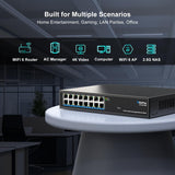 16*2.5G Base-T Ports. GiGaPlus 2.5Gbps Network Switch for 2.5Gbps NAS/PC, Wireless AP, WiFi6 Router