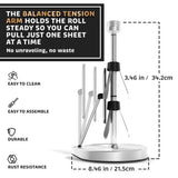 Heavy-Duty Stainless Steel Paper Towel Holder - Easy One-Handed Tear with Suction Cups - Modern Weighted Standing Countertop Dispenser for Kitchen - Holds All Paper Towel Rolls, Silver