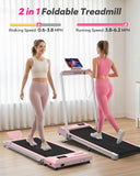 Foldable Treadmill with Incline, Compact Walking Pad Treadmill with Safety Handle Bar, 3.0HP Quiet Under Desk Treadmills for Home/Office