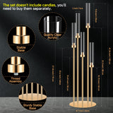 8 Set 5 Arm Golden Candle Holder with Acrylic Lampshade, 41.3'' Tall Candlesticks Holder for Christmas Wedding Housewarming Gift,Metal Candle Holders Candlestick Centerpiece,Fit 0.87'' LED Candle