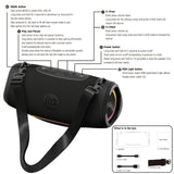 TAZATA Bluetooth Speaker Wireless, 120W Max Loud Outdoor Speaker with Deep Bass Subwoofer, IPX7 Waterproof Floating Pool Speaker, RGB Lights, 11H Playtime, Multi-Sync 100+ for Party Camping Beach