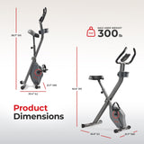 Sunny Health & Fitness Foldable Magnetic Exercise X-Bike Pro, 300 LB Capacity, Low-Impact, 14-Level Resistance, Ergonomic Support