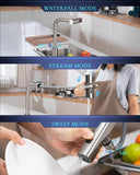 APPASO Touchless Kitchen Faucet with Pull Down Sprayer, Waterfall Motion Sensor Kitchen Sink Faucet Touchless, Brushed Nickel Stainless Steel Single Handle Hands-Free Sink Faucet