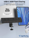 Jgstkcity Desk Clamp Power Strip,Edge Mount,4 USB C,65W,1200J,Black