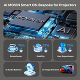 [Official-Apps & 2500 ANSI & 35W Dolby Audio] Outdoor-Projector-4k with WiFi and Bluetooth,AI Movin 2.0 OS Smart Projector,AI Auto Focus HDR10+, Lisowod Portable 4K Proyector for Bedroom/Ceiling/Home