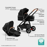 Mompush Ultimate2 Full-Size Stroller with Bassinet, Newborn to Toddler