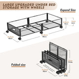 Under Bed Storage with Wheels, 31.5in / 35L Large Rolling Underbed Storage, Underbed Drawer on Wheels, Tool-free Assembly Metal Under Bed Drawers Organizer Container for Bedroom Shoes Clothes Toys