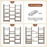 Bookshelf, Bookcase with 14 Open Display Shelves, Wide Book Shelf Book Case for Home & Office