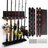 2 Pack Vertical Fishing Rod Holder for Garage, BETTER LEADER Fishing Pole Holders- Holds Up to 12 Rods or Combos, Wall Mount Fishing Pole Rack, Fits Most Rods of Diameter 3-19mm, Fishing Gifts for Men