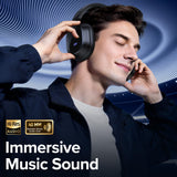 Hybird Active Noise Cancelling Bluetooth 6.4 Headphones Wireless 140 Hrs Playtime ANC & Battery Display Over Ear Headphones With ENC Mic Hi-Res Audio Comfort Earcup Headphones for Travel Game Music