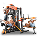 XGSW Multi-Function Home Gym Workout Station, Featuring a Pulley System, arm Trainer, and Leg Trainer for Full-Body Workouts. (L03-3【154LBS】 Three-Person Fitness Station Only)