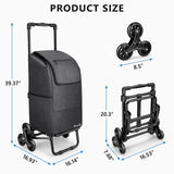 KEDSUM 2 in 1 Grocery Cart on Wheels for Stairs, 60L/300LBS Shopping Carts for Groceries, Stair Climbing Cart, Black