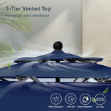 PHI VILLA 4 Pcs Outdoor Dining Set, Square Metal Table&10ft Umbrella