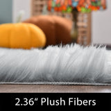 Latepis Washable Area Rugs 9x12 Living Room Gray Fur