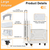 Foldable Shopping Cart with Wheels, Collapsible Rolling Crate for Groceries, Folding Storage Box with Handle,