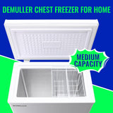 DEMULLER 4.0 Cu.ft Chest Freezer with Electronic Panel, Accurate Temperature Display to 1 ℉, White Deep Freezing Machine with 2 Removable Baskets, Compact Size for Any Space