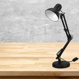 Black Metal Folding Desk Lamp, Adjustable Arm Task Light for Students