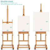 VISWIN Extended Large H-Frame Easel for Painting, Adjustable Beech Wood Artist Easel Stand with 4 Wheels & Storage Tray, Foldable Art Easel Floor for Adults, Hold Canvas up to 93" - N