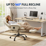 FLEXISPOT 2-in-1 Chaise Lounge Chair Indoor with Wheels Footrest 90-165° Reclining Lumbar Support