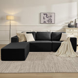 Furnify 106" Modular Sectional Couch Left/Right Facing Convertible, L-Shape Modern Teddy Sofa, Deep Seat Upholstered Foam Couch for Living Room Bedroom, No Assembly Required (Black, Teddy Boucle)