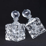 Clear Cubic Carved Crystal Refillable Perfume Bottle Desk Decor