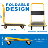 Mount-It! Heavy Duty Folding Hand Truck Dolly Platform Truck, 660 lb Flatbed Cart with Wheels