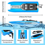 volantexrc Remote Control Boats for Pools and Lakes 20+MPH AtomicXS High Speed RC Boat for Adults Toy Boat Gifts with 2 Batteries & Reverse Function (795-5 Blue)