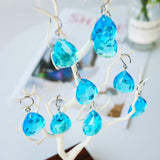 H&D HYALINE & DORA 10pcs Bauhinia Crystal Suncatcher Prisms Chandelier Beads Replacement 38mm Hanging Crystals Ornament Pendant for Window Wedding Party Decor,Lake Blue