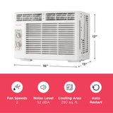 Frigidaire 5,000 BTU Window-Mounted Air Conditioner, Cools Up to 150 Sq. Ft., Quiet Operation, Effortless Temperature Control, 2 Fan Speeds, Auto Restart, White