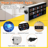 Commercial Kitchen Timers for Cooking, 8 Channel Timer for Commercial Kitchens, Heavy-Duty Loud Alarm Timer for Restaurants, Stainless Steel, LED Technology