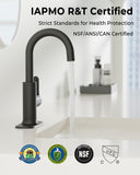 VXV Black Bathroom faucets Single Handle 360° Swivel Gooseneck Spout Optional Deckplate Bar Sink Faucet with Pop-up Drain and Hoses Matte Black