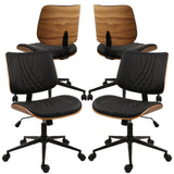 Desk Chair with Wheels, Adjustable Height Reading Chair, Leather Mid Back & Swivel Computer