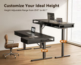 OffiGo 63 Inch L Shaped Standing Desk with 4 Wooden Drawers, Black