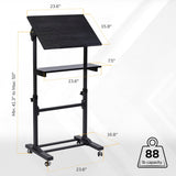 Height Adjustable Sit Stand Workstation (41.3″–50″), Small Compact Mobile Lectern Podium for Home Office