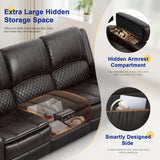 3 Seater Reclining Sofa, Recliner Sofa with Liftable Console (Pu, Brown)