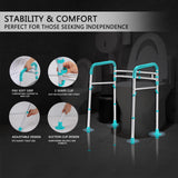 Lianjindun Toilet Safety Rails, Adjustable Toilet Frame for Elderly, Seniors, Handicap & Disabled, Foldable Handicap Toilet Handles Fit Any Toilets（Peacock Blue）