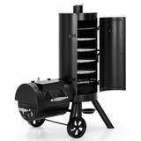 MFSTUDIO Vertical Charcoal Smoker Grill & Offset Smoker w/Water Pan