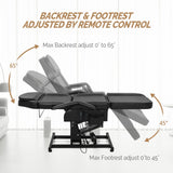 OmySalon Fully Electric Salon Facial Bed Chair, Multi-Purpose Massage Tattoo Lash Waxing Table, Height Backrest Footrest Adjustable, for Beauty Barber Spa, Black