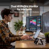 Pro Docking Station Dual Monitor 4K@60Hz for MacBook Pro/Air M3 Pro/M4/M5, PULWTOP USB C Docking Station Stand Laptop Dock with 2 HDMI, PD