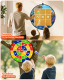 Outdoor Game Set, Giant Tic Tac Toe Games 4.5FT x 4.5FT Double-Sided, 26" Dart Board with Sticky Balls, Soft Plastic Cones Ring Toss for Kids Adults Family Outside Carnival Lawn Yard Party Games