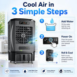 JUPITER-16 9000CFM 3600 Sq Ft Portable Evaporative Air Cooler with Remote, Swing Feature, 12 Gal Tank, Commercial Use, Industrial Strength for Large Facilities: Warehouses, Factories, Restaurants