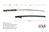 Empire Wheel Wakizashi, Folded 1045 Damascus Hand Forged Full Tang Sword