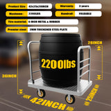 Platform Truck Cart 2200lbs Heavy Duty Flatbed Cart Dolly w/Detachable Rear Guardrail and Swivel Casters