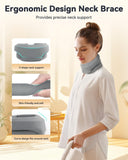 Heated Neck Brace Cervical Collar - Neck Support Brace with Heating Pad, Soft Foam Wraps Keep Vertebrae Stable and Aligned for Relief of Cervical Spine Pressure for Women & Men (Medium Size) Grey