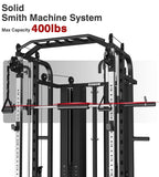 DONOW Smith Machine with Weight Stacks, Multi Function Home Gym System Training Power Cage Squat Rack Dual Cable Crossover Machine All in One