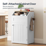 Freestanding Trash Can Cabinet, Wooden Recycling with Flip Door, 10 Gallon Hidden Kitchen Garbage Can for Kitchen