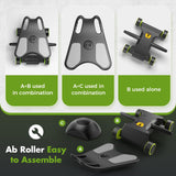 Ab Roller with Elbow Support, Ab Roller Board Core Workout Machine with 4 Wheels, Mini Pilates Reformer Equipment for Home Gym, Abdominal Full-Body Strength