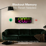JALL 16.15 inch Large Digital Wall Clock, RGB Lights with Remote Control, Dual Alarms with Big LED Display, Auto DST, C° / F° Temperature for Classroom, Birthday Gift, Senior