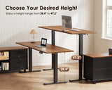 OffiGo 48" L Shaped Electric Standing Desk with Cabinet Sets, Walnut/Black